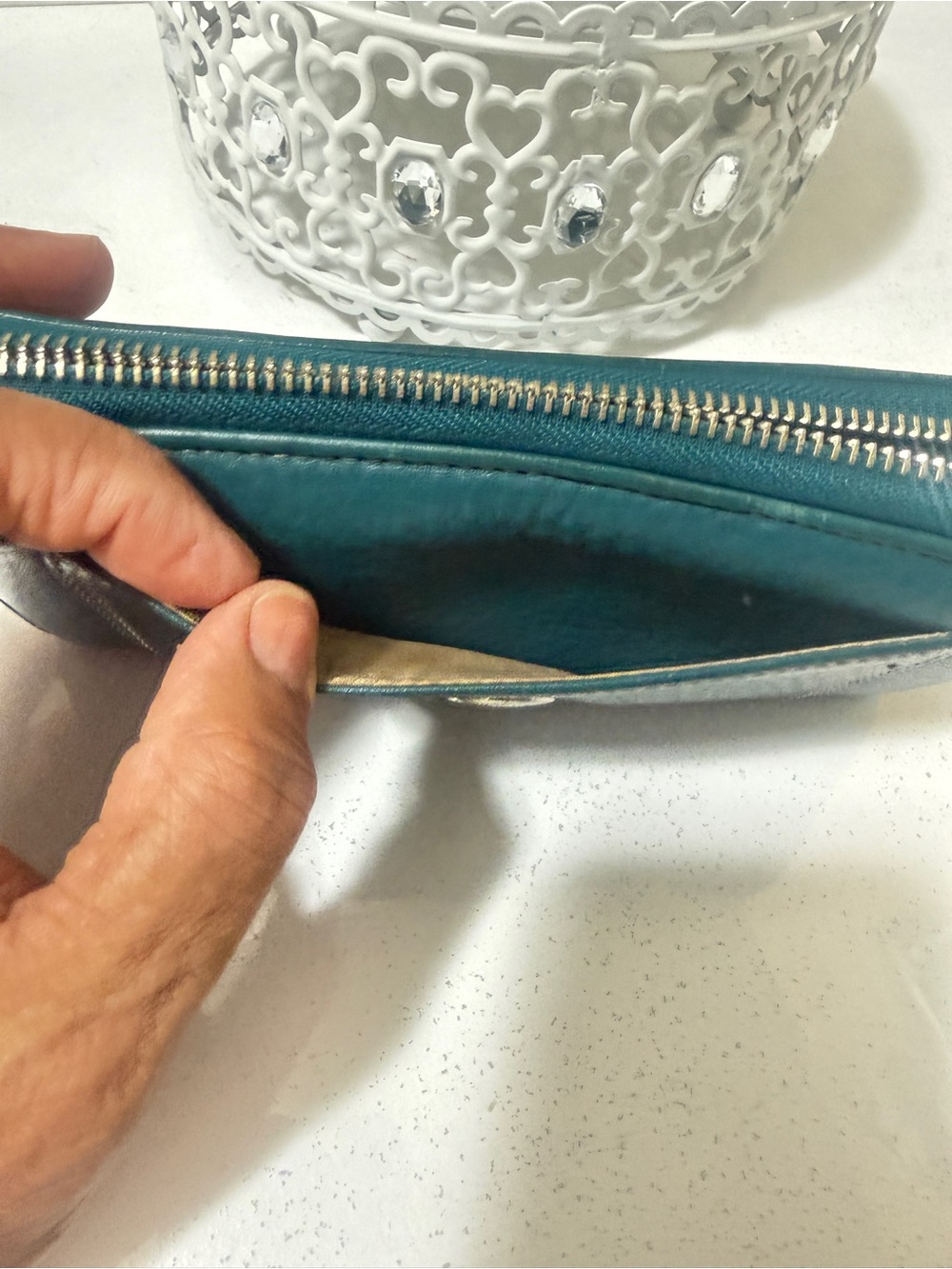 Coach Leather Zip Wallet in Teal - Picture 10 of 10